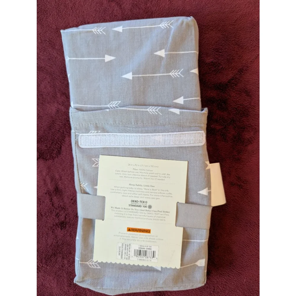 Cloud Island Gray & White Arrow Crib Fitted Sheet New